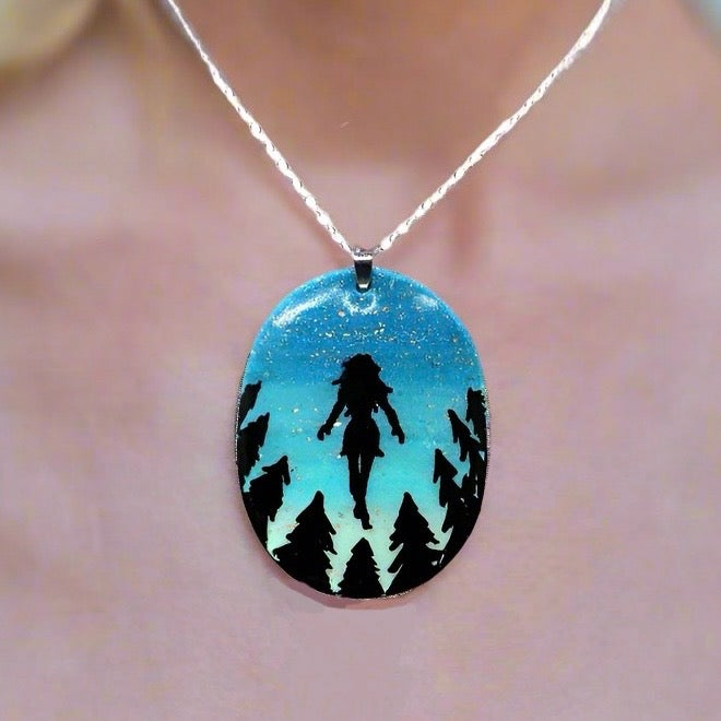 Adjustable Levitating Night Sky Pendant Necklace | Stirling Silver plated Stainless Steel Adjustable Chain.