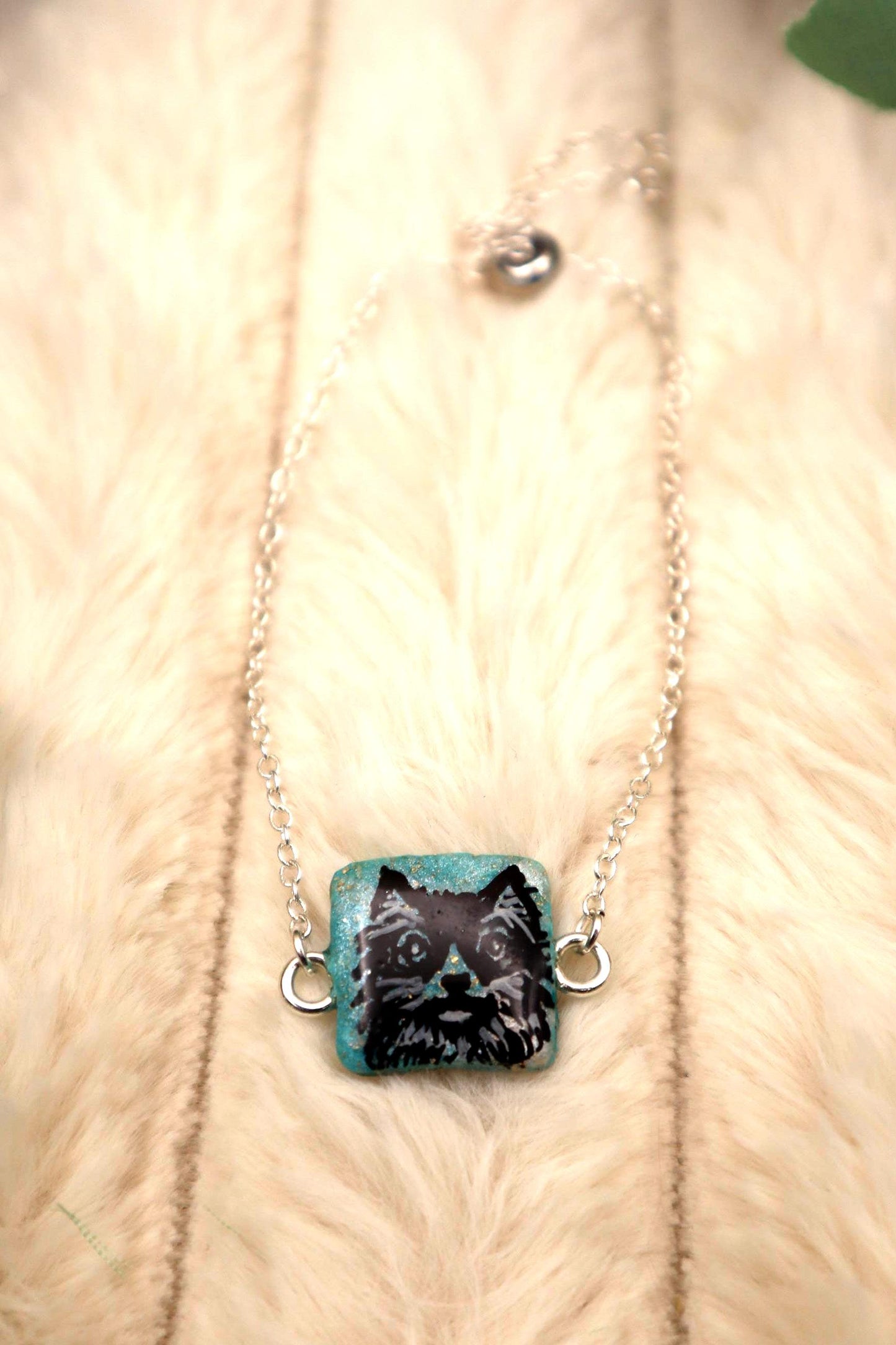 Adjustable Fluffy Cat Pendant Bracelet | Stirling Silver plated Stainless Steel Adjustable Chain