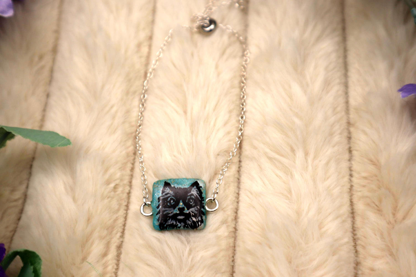 Adjustable Fluffy Cat Pendant Bracelet | Stirling Silver plated Stainless Steel Adjustable Chain