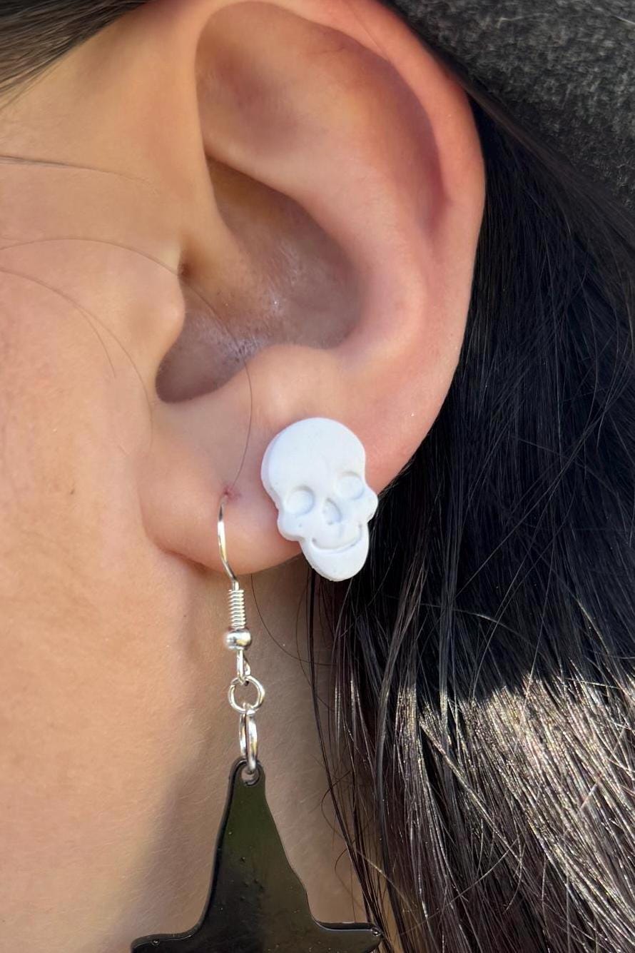Clay Skull Stud Earrings