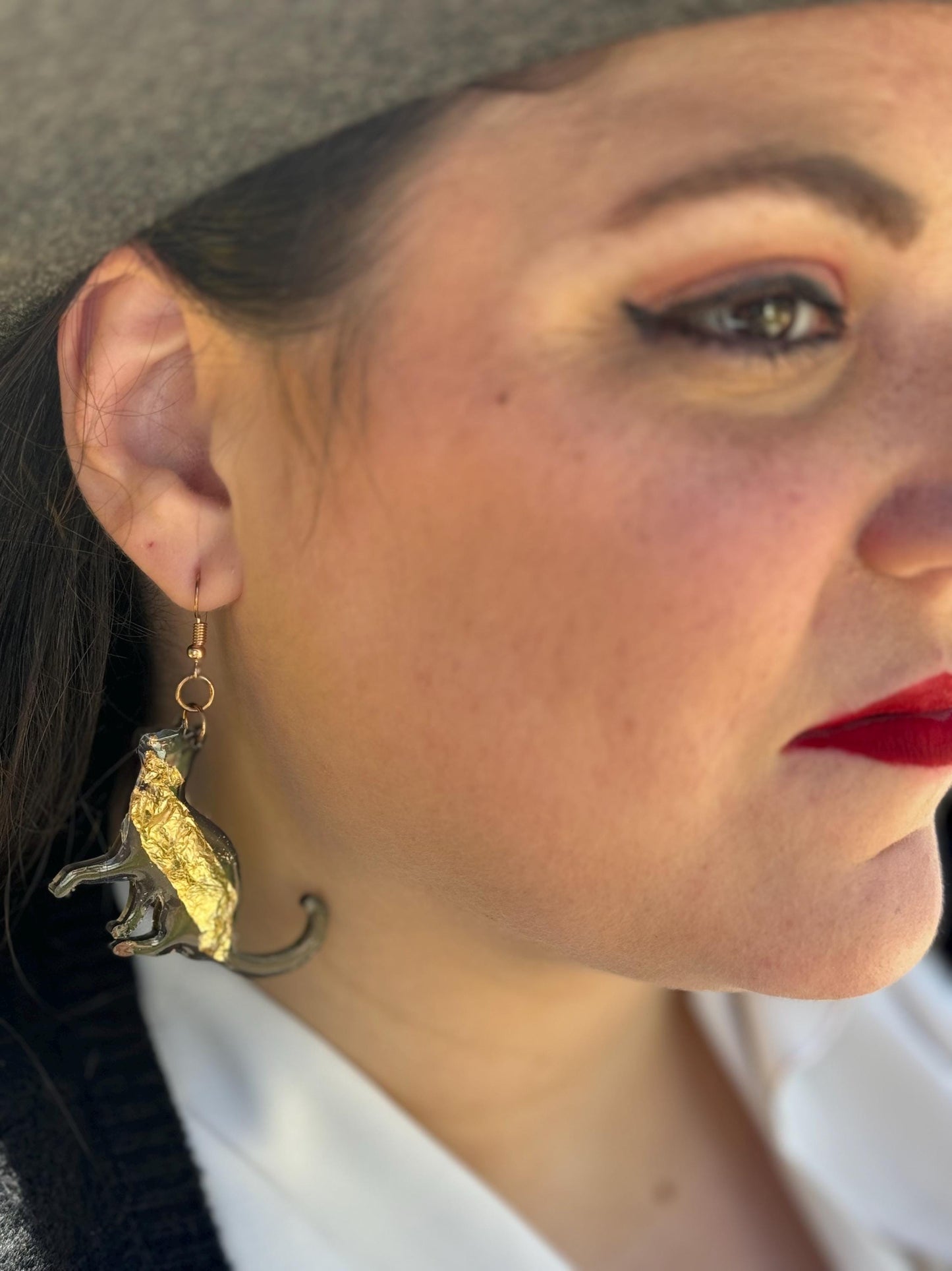 Black and Gold Cat Earrings