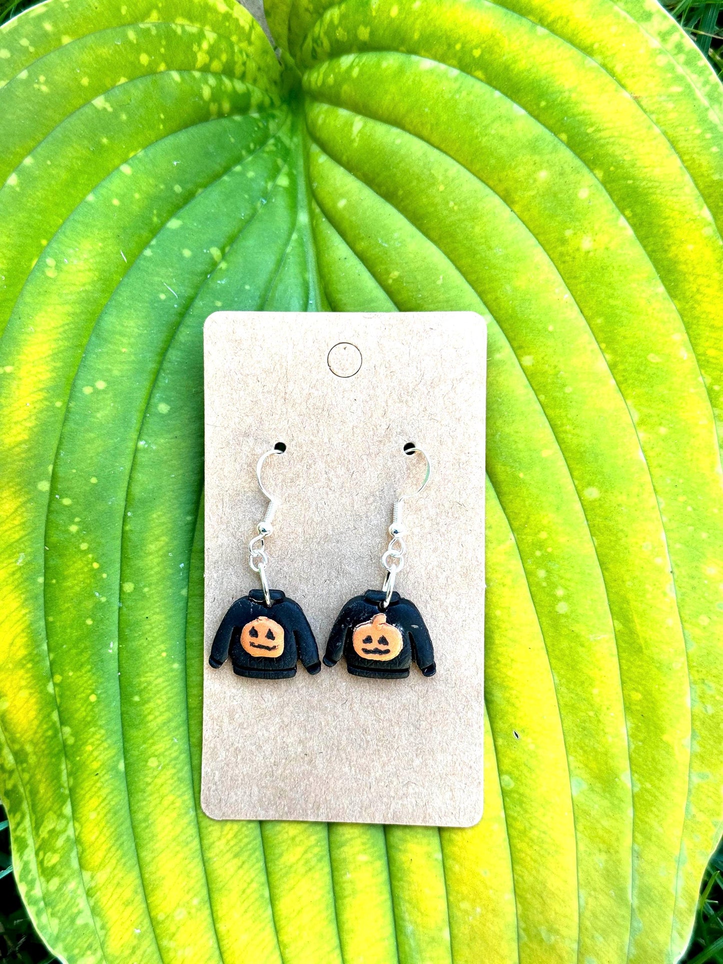 Black Jack-o-lantern Sweater Earrings