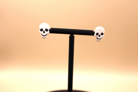 Clay Smiling Skull Stud Earrings
