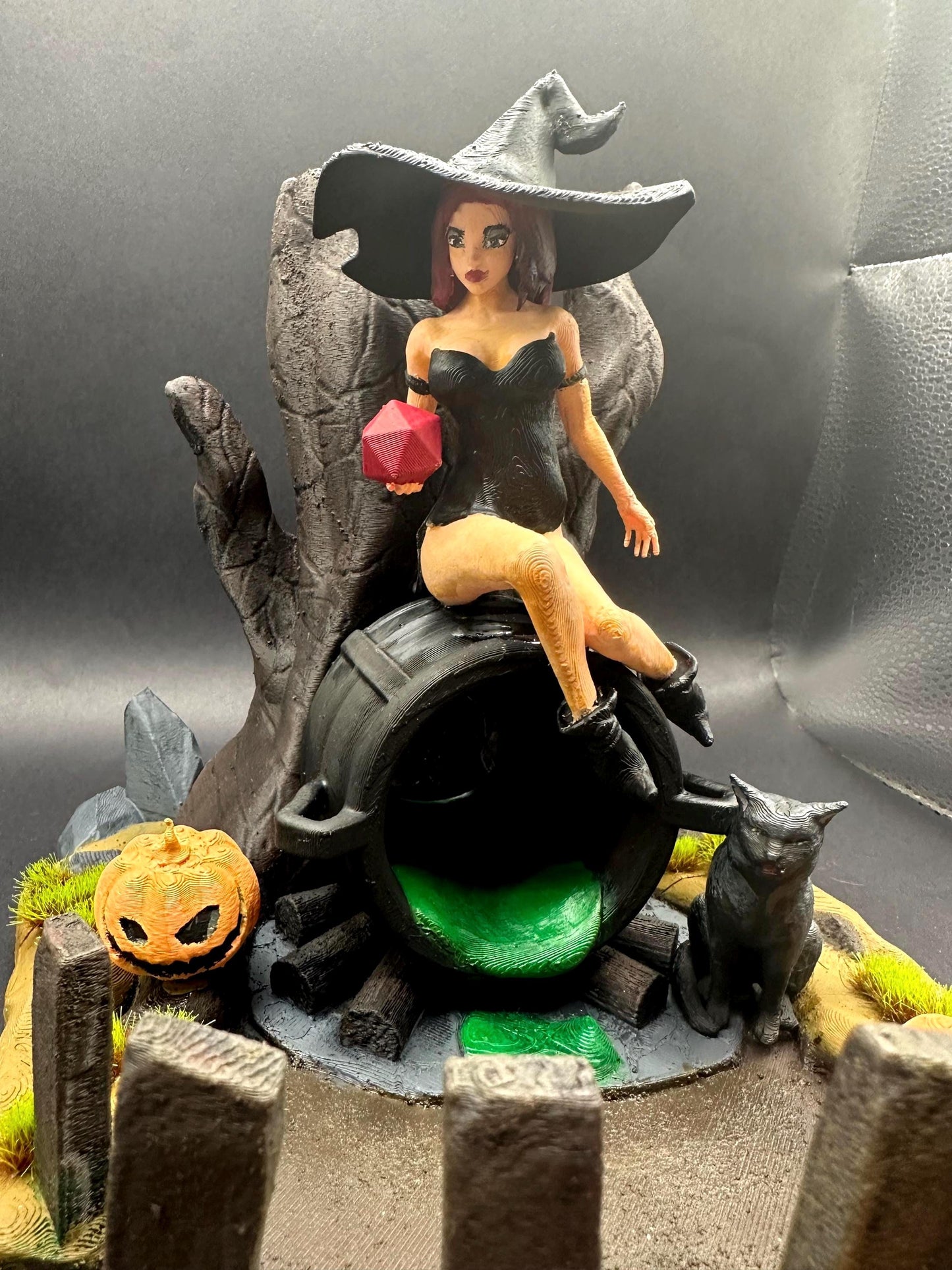 Forest Witch Dice Tower - Free Resin Dice Set Included! (dice colors vary)