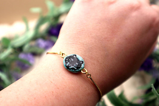 Adjustable Wolf Pendant Bracelet | Gold plated Stainless Steel Adjustable Chain