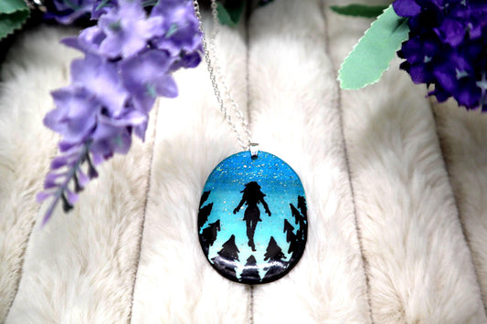 Adjustable Levitating Night Sky Pendant Necklace | Stirling Silver plated Stainless Steel Adjustable Chain.