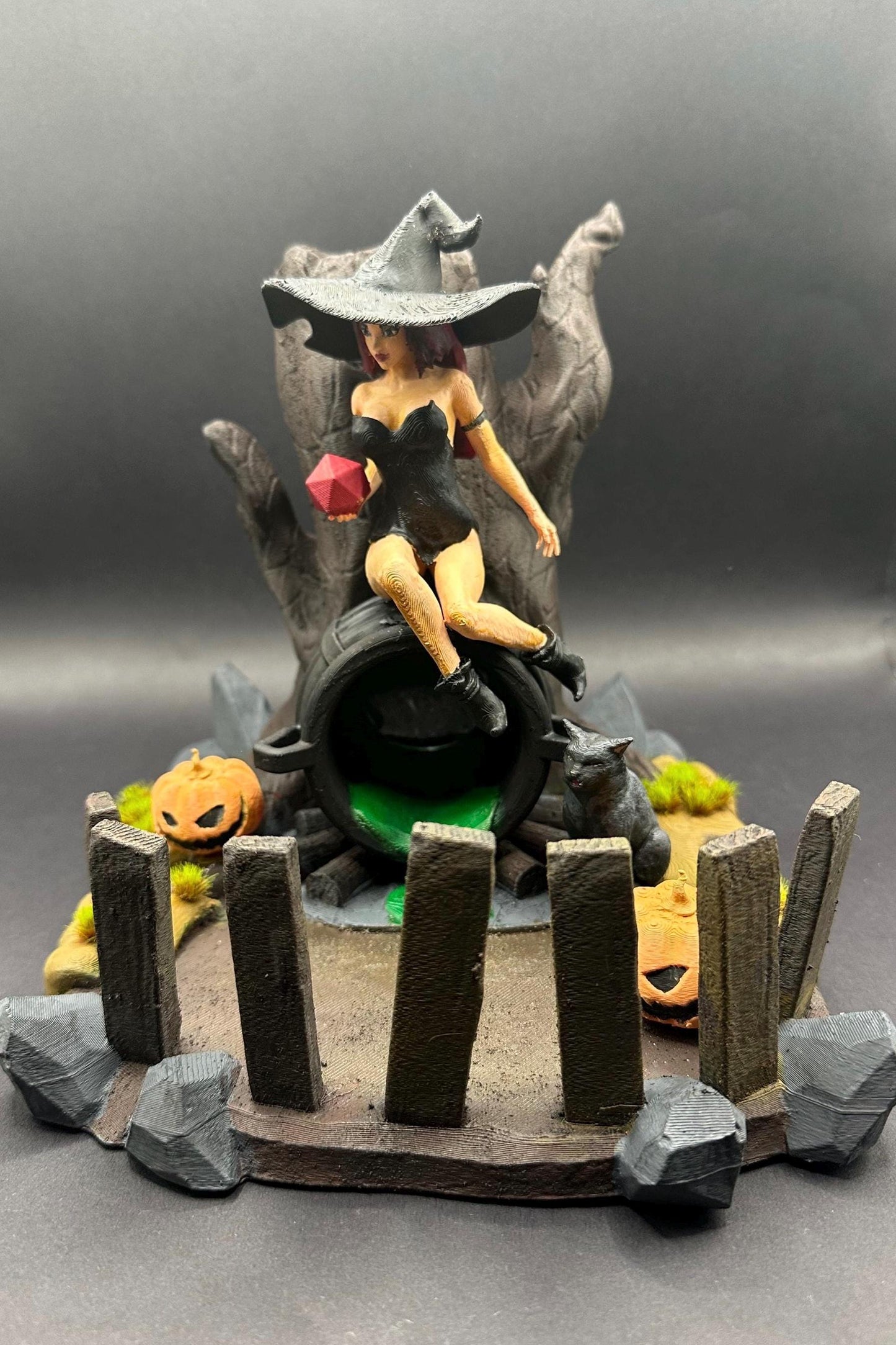 Forest Witch Dice Tower - Free Resin Dice Set Included! (dice colors vary)