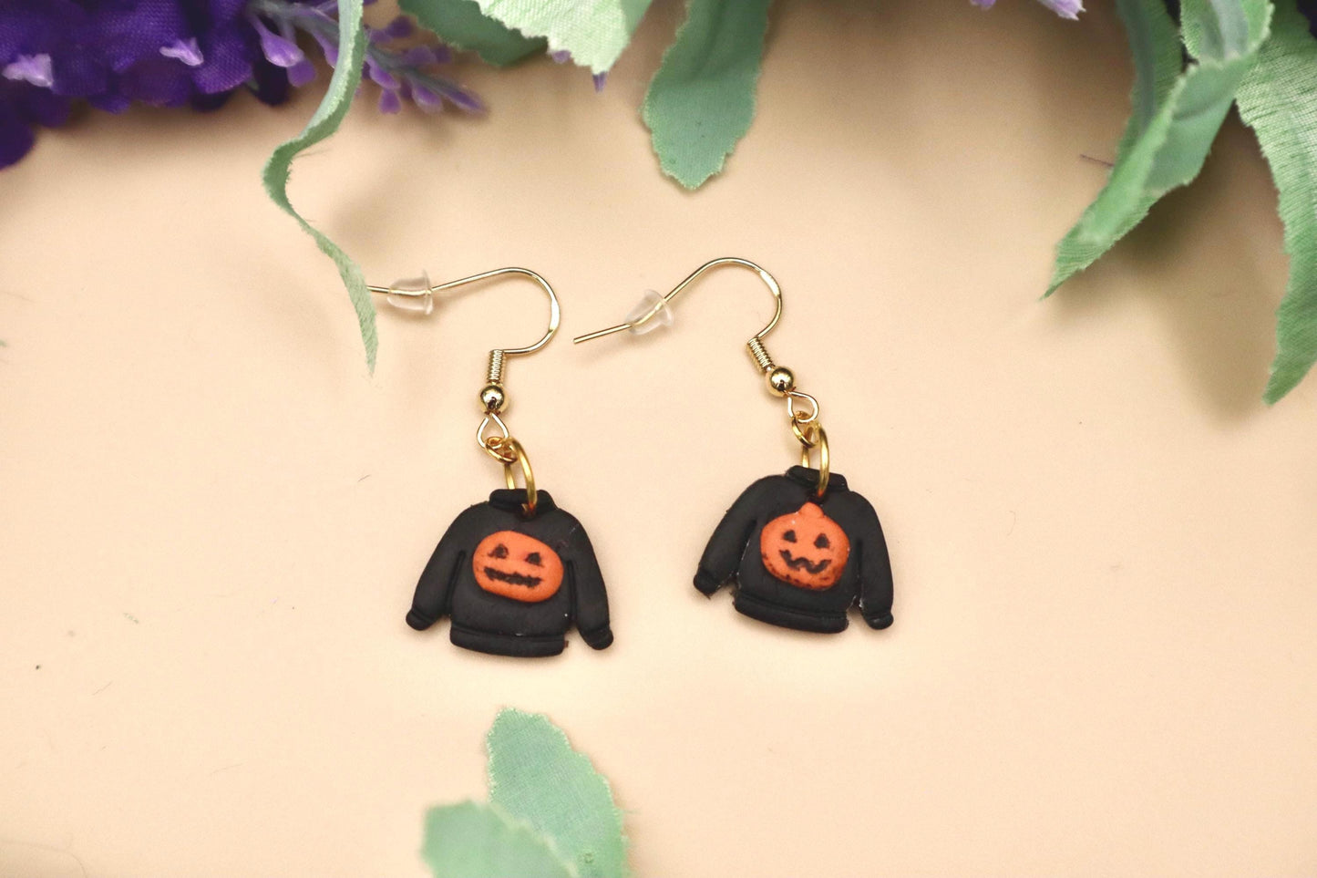 Black Jack-o-lantern Sweater Earrings