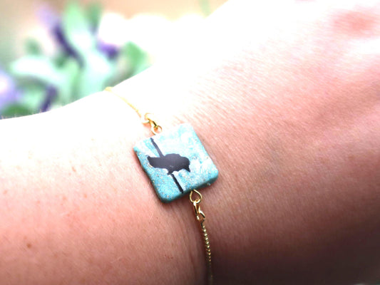 Adjustable Raven Pendant Bracelet | Gold plated Stainless Steel Adjustable Chain