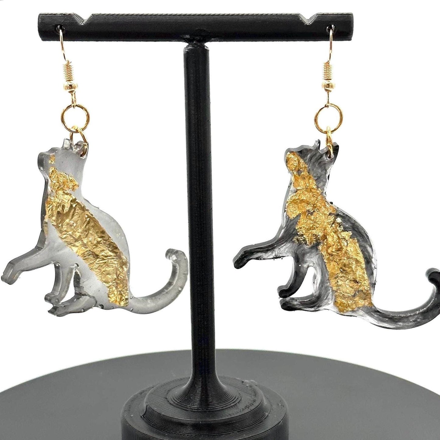 Black and Gold Cat Earrings