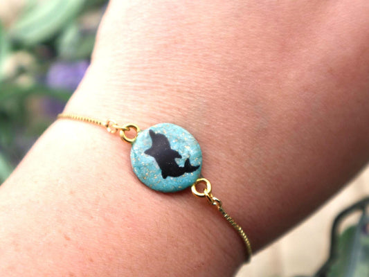 Adjustable Dolphin Pendant Bracelet | Gold plated Stainless Steel Adjustable Chain