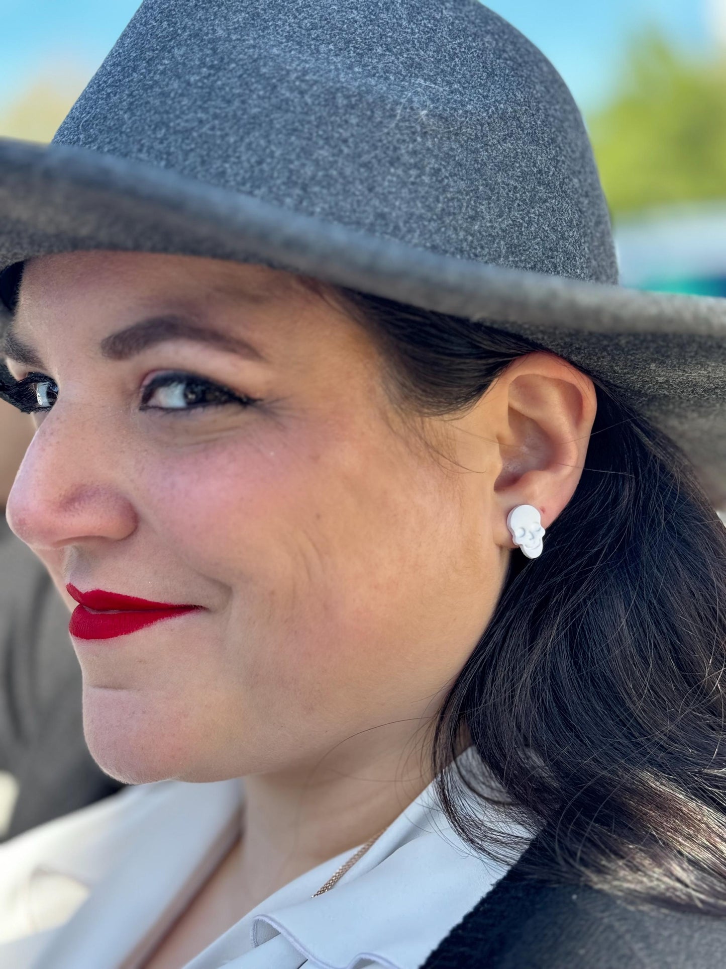 Clay Skull Stud Earrings