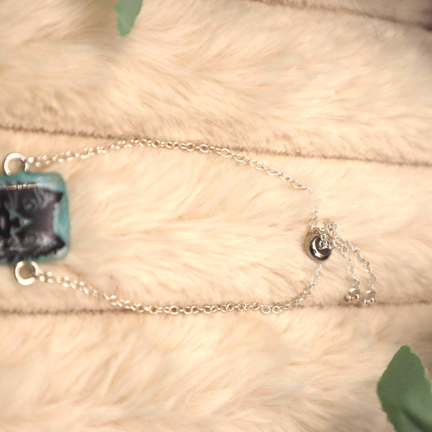 Adjustable Fluffy Cat Pendant Bracelet | Stirling Silver plated Stainless Steel Adjustable Chain